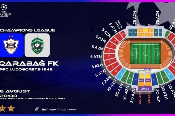 "Qarabağ" - "Ludoqorets" matçının biletləri bu gün satışa çıxarılır