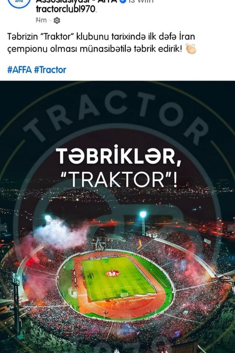 AFFA "Traktor"u təbrik etdi