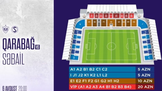“Qarabağ” - “Səbail” matçının biletləri satışa çıxarılır