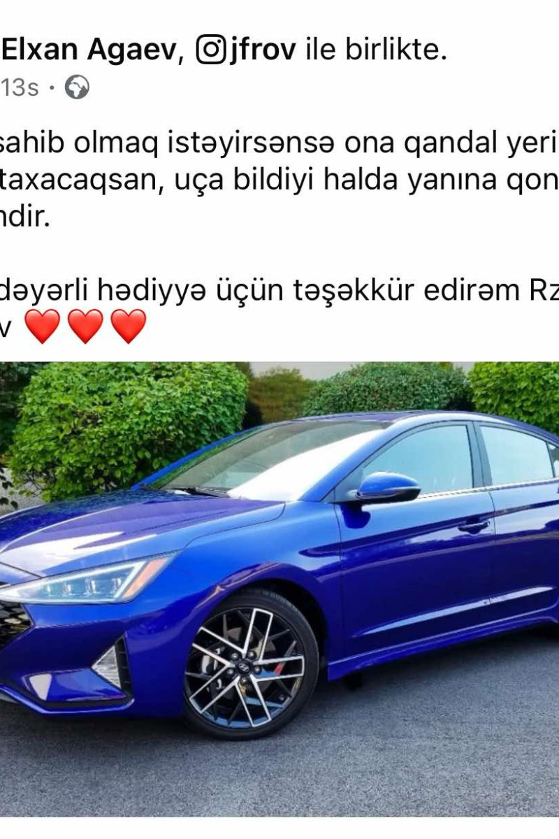 Millimizin üzvü məşqçisinə avtomobil hədiyyə etdi
