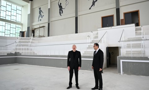 Prezident İlham Əliyev Yevlax Olimpiya İdman Kompleksində görülmüş işlərlə tanış olub