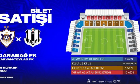 "Qarabağ"ın oyununun biletləri satışa çıxır